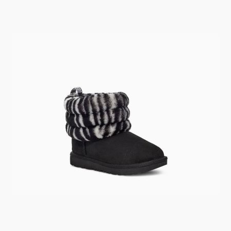 UGG Fluff Mini Quilted Zebra - Boots Småbarn - Svart Hvite (NO-I077)